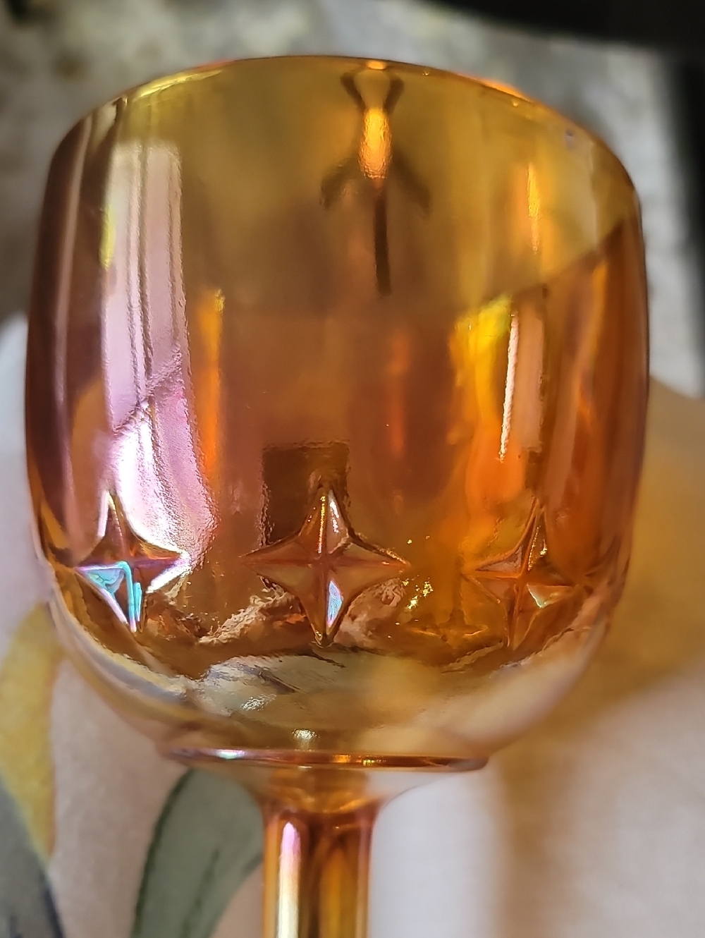 Vintage Marigold Carnival Glass Bartlett Collins Goblets Set of 2 - Picture 2 of 4